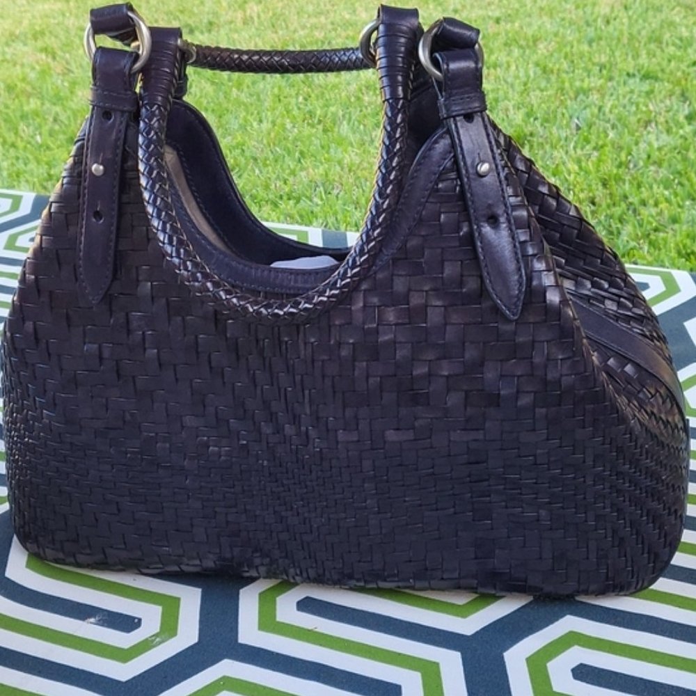 COLE HAAN Genevieve Weave Small Triangle Tote